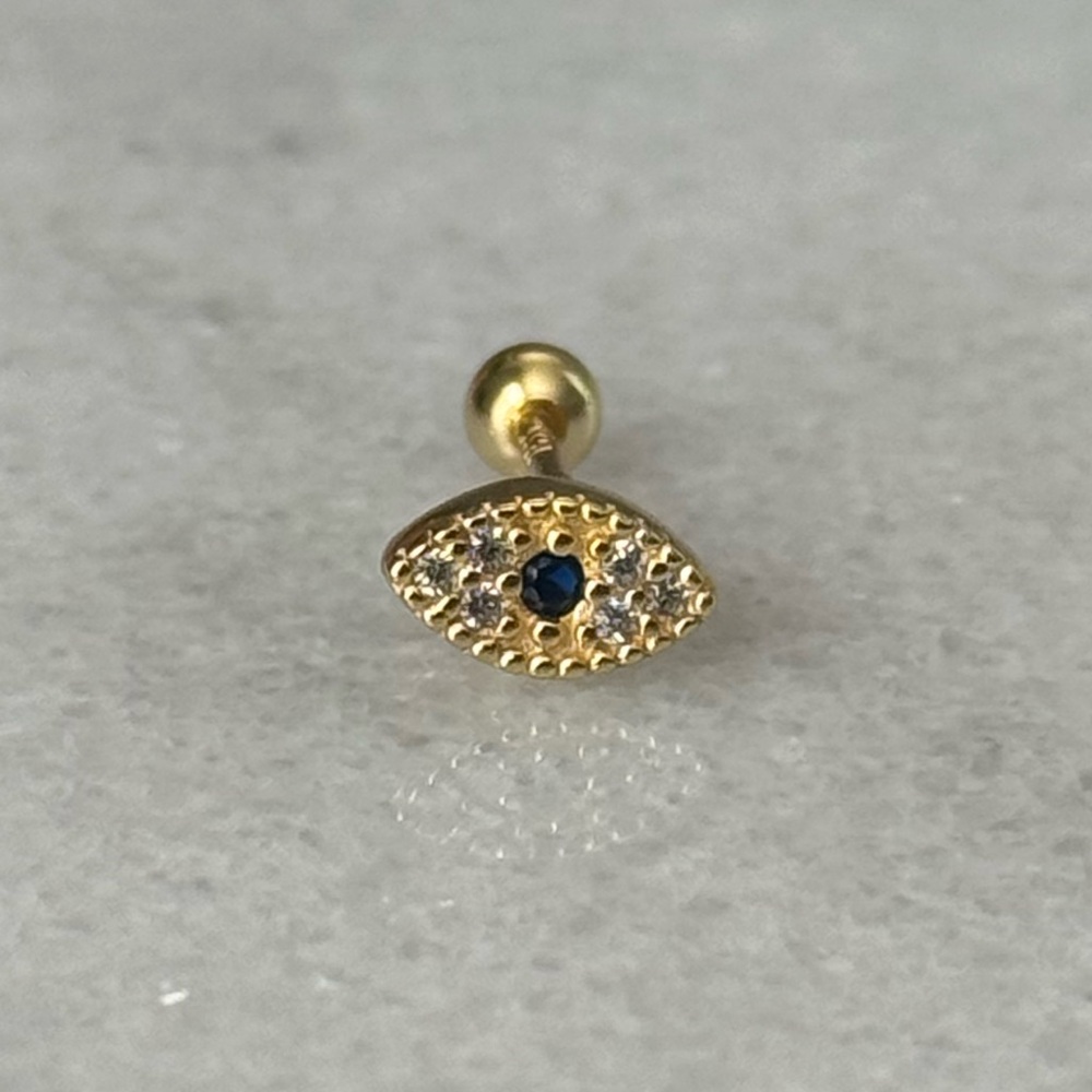 Gold Evil Eye Crystal Cartilage Earring 

Brand New